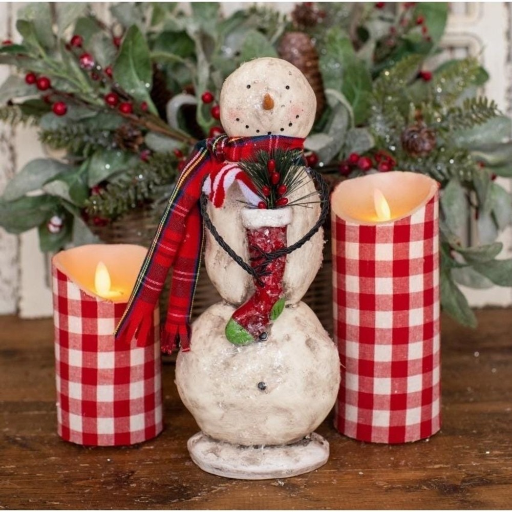 Ragon House Christmas 10.5" Snowman with Candy Cane‎ Stocking Figurine NEW